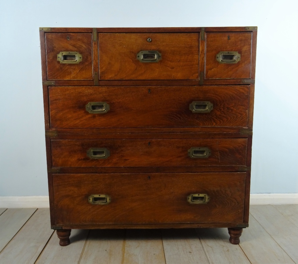 Antique Military Campaign Secretaire Chest of Drawers (19).JPG